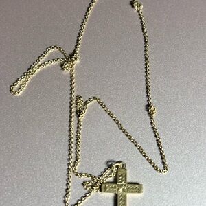 10k Vintage Gold Cross Pendant Necklace - Vintage, Stamped